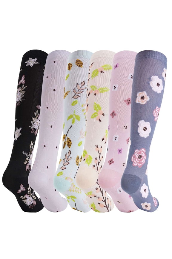 6 Pairs Compression Socks for Women & Men Circulation Graduated Supports Socks for Nurses, Running, Athletic, Travel