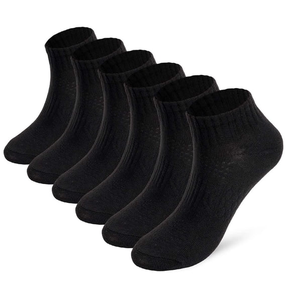 Deago 6 Pairs Mens Ankle Running Socks Athletic Casual Low Cut Breathable Moisture Wicking Short Sports Socks for Men (Black)