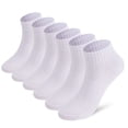 thumbnail image 1 of Deago 6 Pairs Mens Ankle Running Socks Athletic Casual Low Cut Breathable Moisture Wicking Short Sports Socks for Men (White), 1 of 7