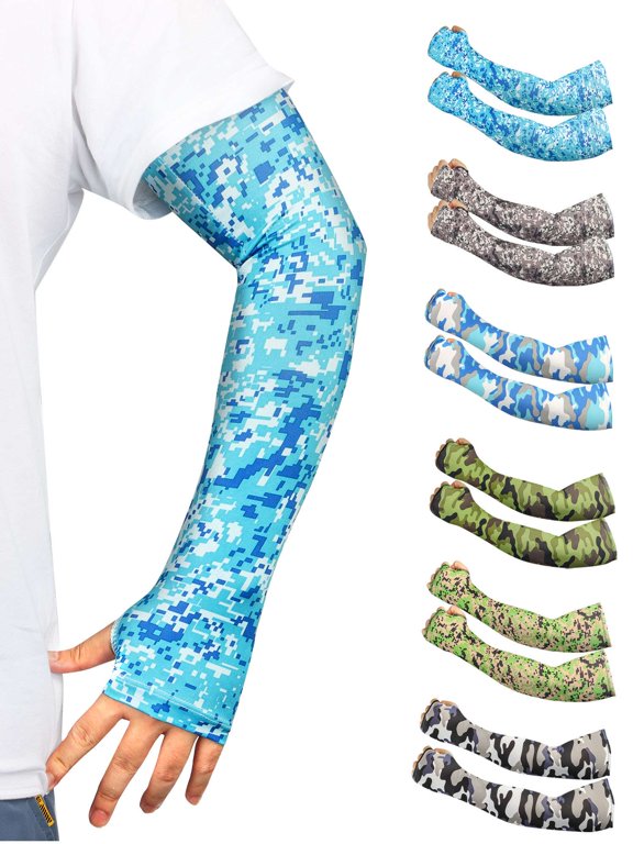 6 Pairs UV Sun Protection Arm Sleeves UPF 50 Sports Compression Cooling Sleeves for Men & Women Basketball Golf Running Football Cycling (6 Colors)