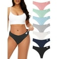 thumbnail image 1 of Deago 7 Pack Womens Thongs Underwear Cotton V String Breathable Low Rise Hipster Panties Sexy S-XL, 1 of 9