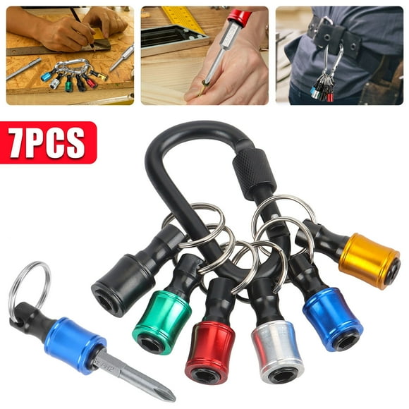 Deago 7Pcs 1/4" Hex Shank Quick Release Keychain Screwdriver Drill Bit Holder Bits Set