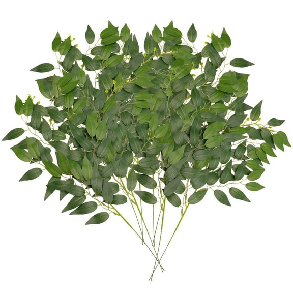 Deago 8 Pack Artificial Italian Ruscus Greenery Stems 22'' Faux Green Leaf Bouquet for Vase Bridal Wedding Table Centerpiece Home Decor