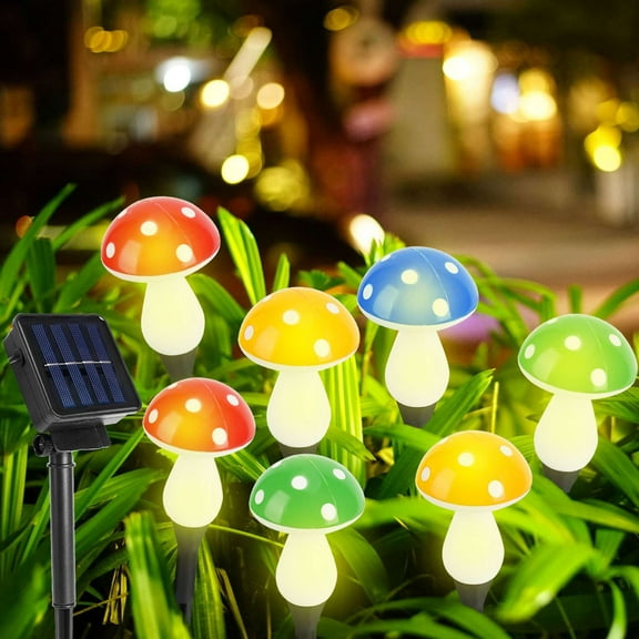 Deago 8 Pack Waterproof Solar Mushroom Lights Outdoor Decor, 8 Modes for Garden Pathway Landscape Yard Lawn Christmas Halloween Decorations (Multicolor)