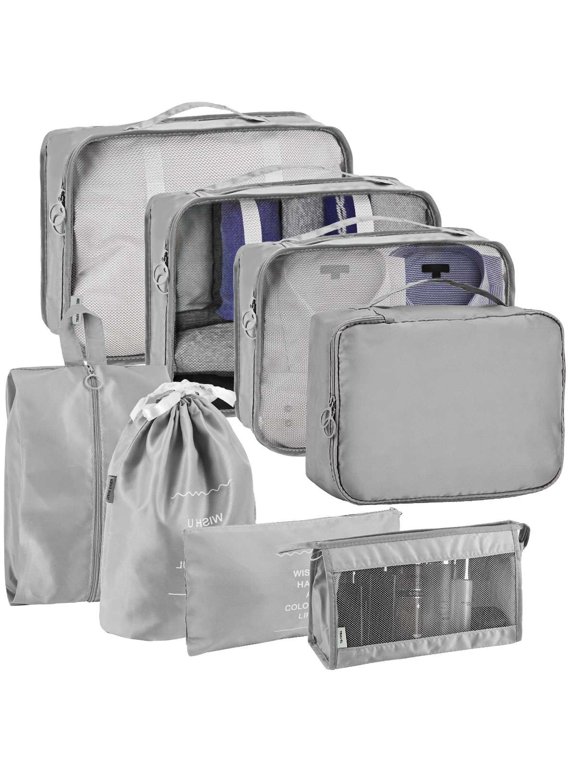 8 Set Packing Cubes for Travel Lightweight Luggage Packing Organizers Travel Essentials Bag for Carry on Suitcases - Gray
