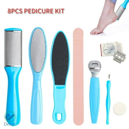 Deago 8PCS Professional Pedicure Tools Set, Foot Care Kit Stainless Steel Foot Rasp File Foot Peel Callus Remover Scraper Nail Care Tool Set
