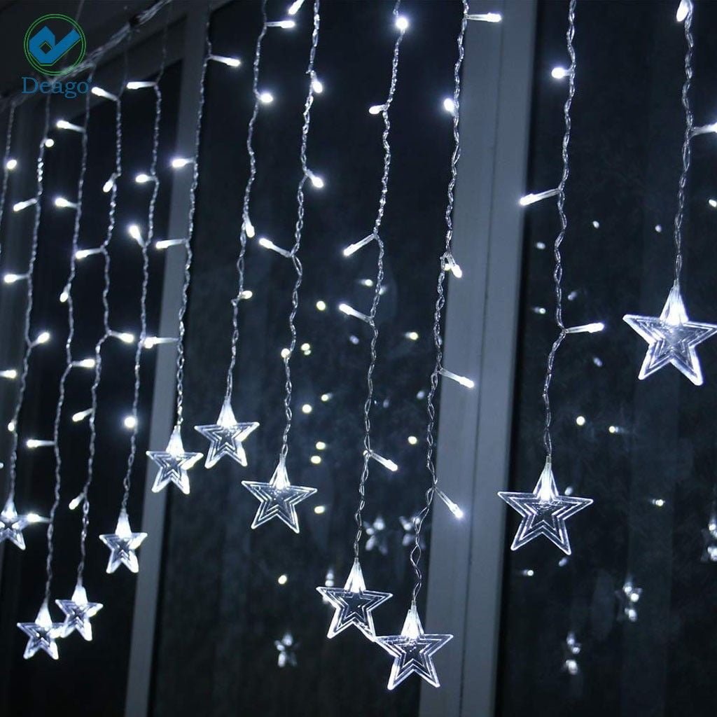 Deago 96 LED 11.5 FT Star String Lights, Plug in Fairy String Lights ...