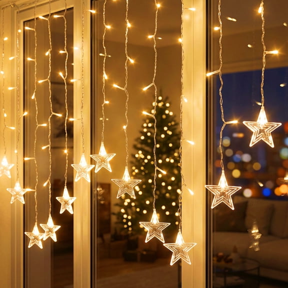 Deago 96 LED 11.5 FT Star String Lights, Plug in Fairy String Lights Waterproof, Extendable for Home, Party, Christmas, Wedding, Garden Decoration, Warm White
