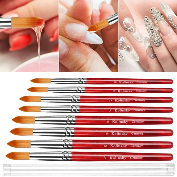 Deago Acrylic Nail Brushes Set Kolinsky Sable Brush Professional Nail Art Brush for Acrylic Powder Application Nail Extension (Size 16)