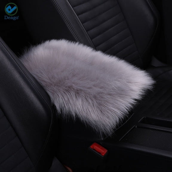 Deago Auto Center Console Pad Furry Sheepskin Wool Car Armrest Seat Box Cover Protector Universal Fit (Gray)