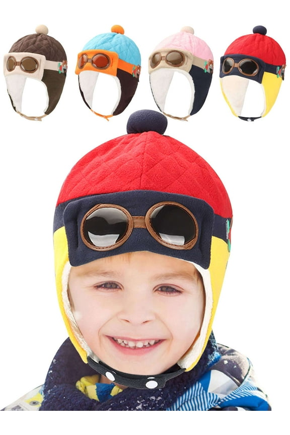 Baby Boys Girls Crochet Earflap Winter Warm Caps Beanie Pilot Aviator Cartoon Hats for Kids Toddlers