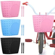Deago Bicycle Basket for Kids Boys Girls Front Handlebar Bike Basket Detachable Plastic Storage Basket Bike Accessories with Adjustable Straps - Blue