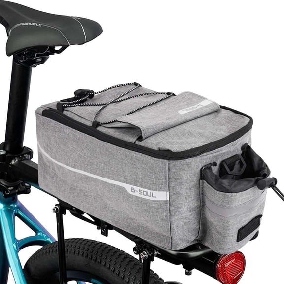 Deago Bike Rear Rack Bag Waterproof Reflective Bicycle Trunk Pannier Carrier Insulated Cooler Bag with Bottle Holder (Gray)