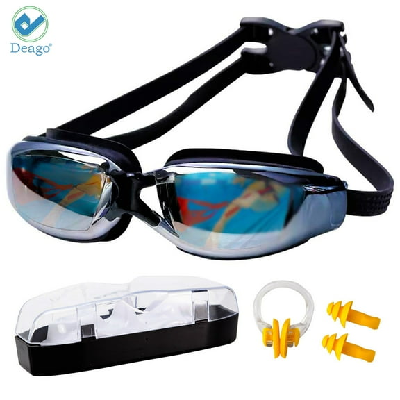 Deago Black and Gray Swimming Sport Goggles