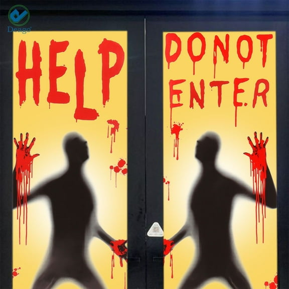 Deago Bloody Sticker 2PCS Halloween Party Decorations Stickers Bloody Hand/Footprints Bloodstains Clings Scary Zombie Halloween Party Indoor/Outdoor Halloween Floor Window Clings