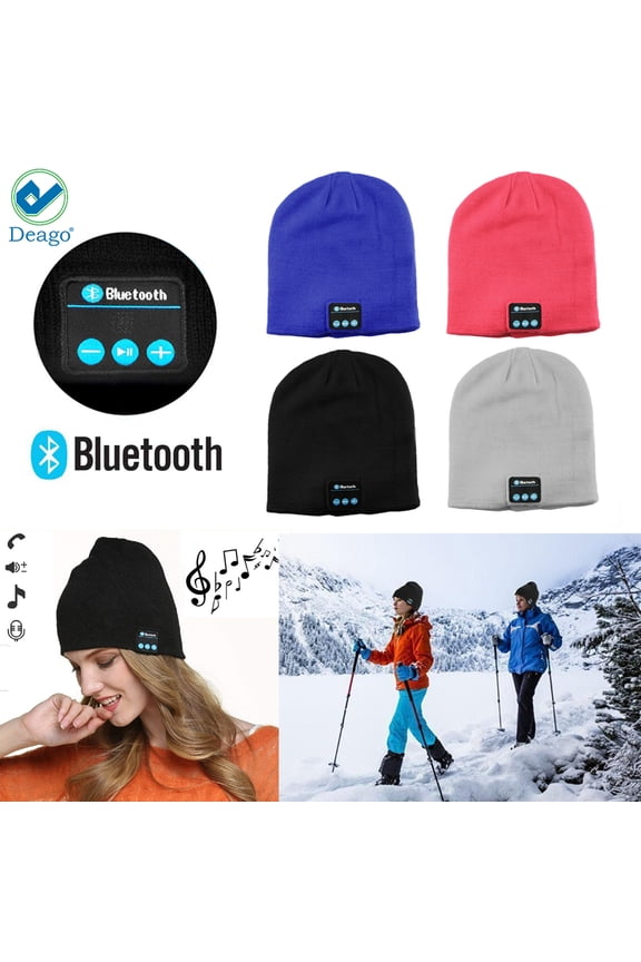 Bluetooth Headphones Beanie Knit Hat Cap Wireless Running Music Hat with 2 Speakers & Mic Headset for Unisex Men Women / Deep Gray