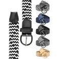 thumbnail image 1 of Deago Braided Belts for Men Women Stretch Elastic PU Leather Woven Belts for Casual Golf Jeans - haki, 1 of 8