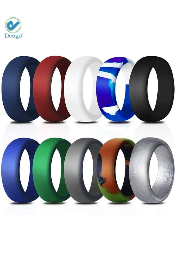 Breathable Silicone Wedding Rings, 10 Count