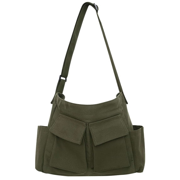 Deago Canvas Messenger Bag Large Hobo Crossbody Bag with Multiple Pockets Shoulder Tote Bag for Women and Men (Green)