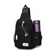 Deago Canvas Sling Bag for Men & Women - Chest Shoulder Bag Unbalance Crossbody Backpack Water Resistant Daypack for Gym Travel Hiking (7.1 * 2.75 * 13.5, Black)