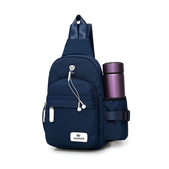 Deago Canvas Sling Bag for Men & Women - Chest Shoulder Bag Unbalance Crossbody Backpack Water Resistant Daypack for Gym Travel Hiking (7.1" * 2.75" * 13.5", Blue)