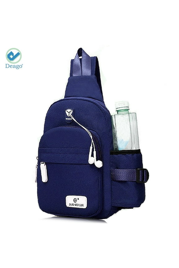 Canvas Sling Bag for Men & Women - Chest Shoulder Bag Unbalance Crossbody Backpack Water Resistant Daypack for Gym Travel Hiking (7.1" * 2.75" * 13.5", Blue)