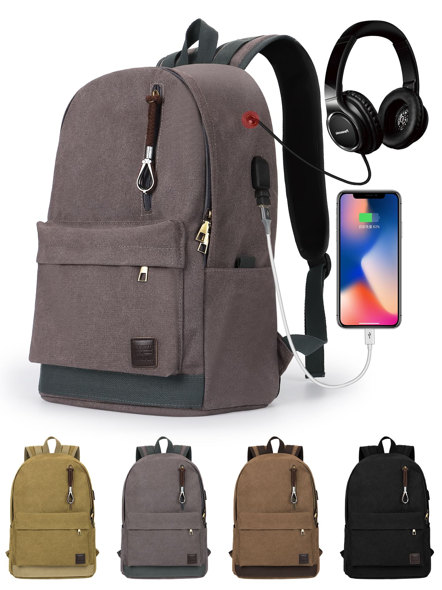Vintage Gray Laptop Backpack for Women School College Backpack with Wallet Amazon.com: YALUNDISI Vintage Backpack Travel Laptop  main image 3