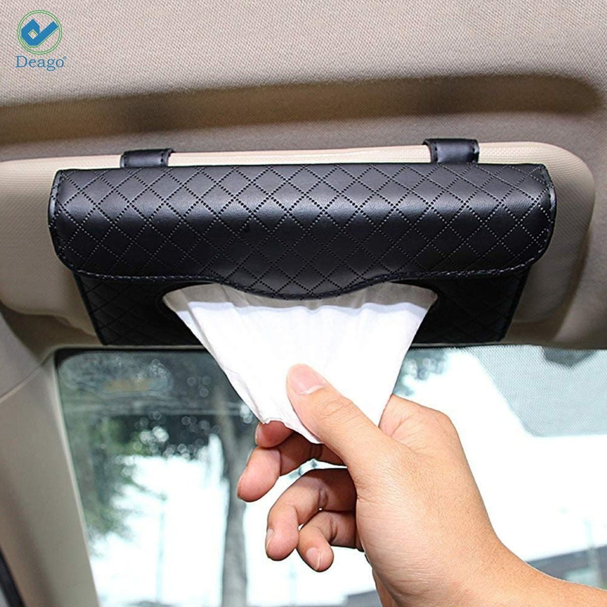 Deago Car Tissue Holder Sun Visor Tissue Holder Car Visor Napkin Holder PU Leather Backseat Tissue Case for Car Truck Black Walmart Business Supplies