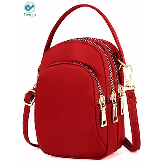 Deago Cell Phone Purse Small Crossbody Shoulder Bag Smartphone Wallet Phone Holder for Women (Red)