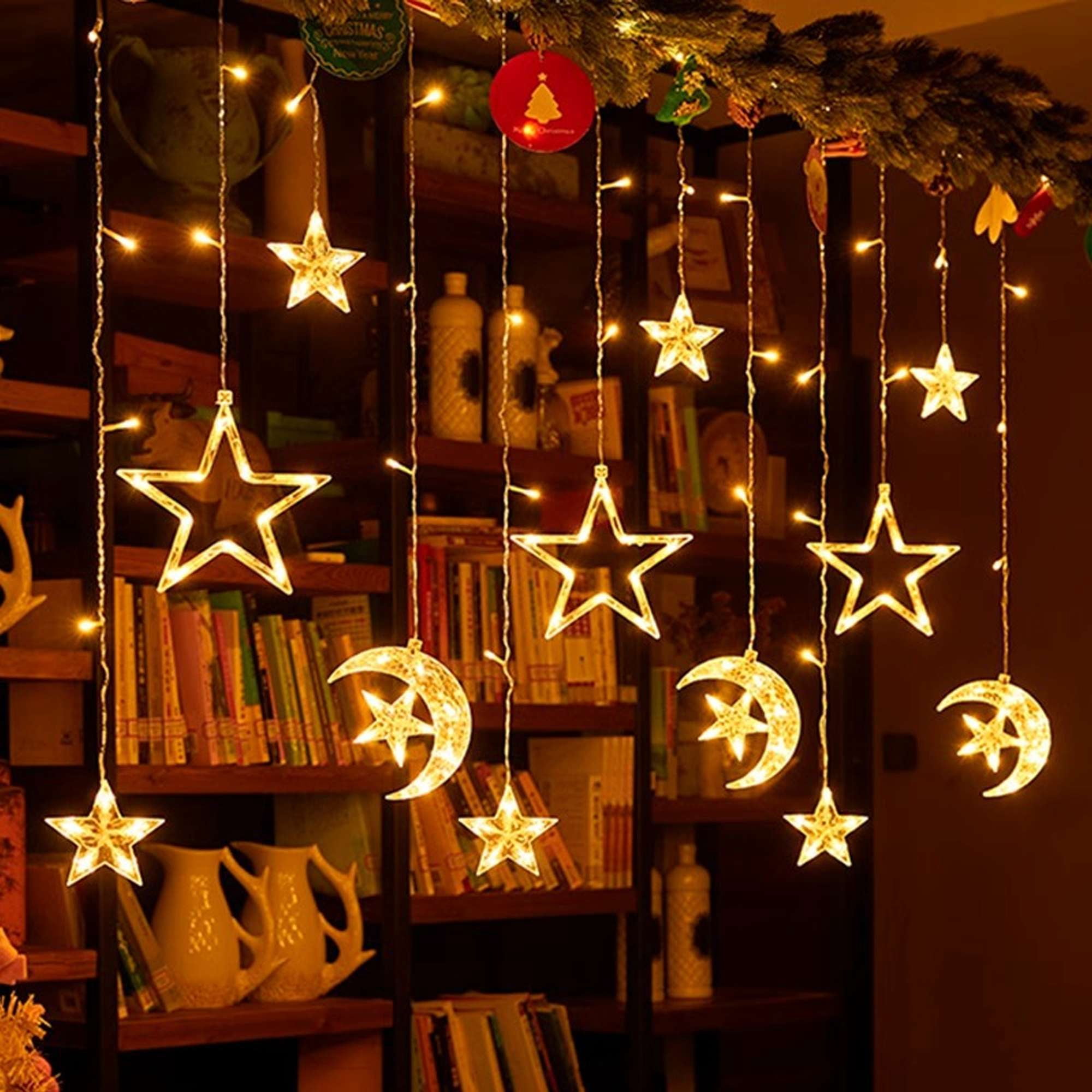 Deago Christmas LED Curtain String Lights - 16 FT 12 Drops 120 LED Star