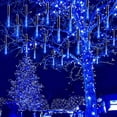 thumbnail image 1 of Deago Christmas Lights Outdoor, Meteor Shower Lights 12 inch 8 Tube 192 LED Snow Falling Icicle Cascading Lights for Xmas Tree Halloween Decoration Wedding Party, Blue, 1 of 8
