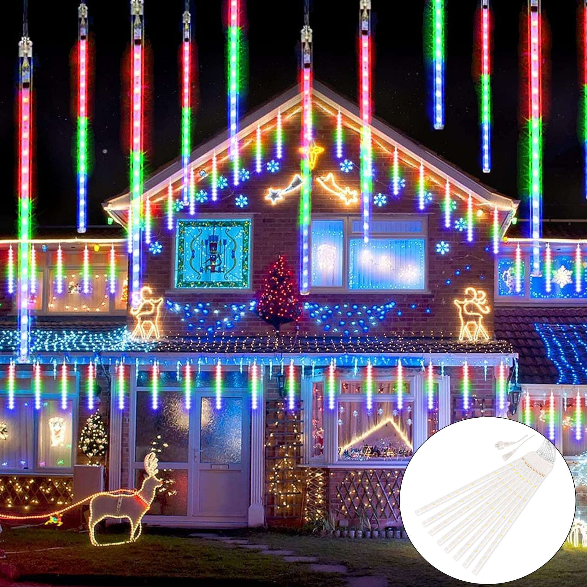 Deago Christmas Lights Outdoor, Meteor Shower Lights 12 inch 8 Tube 192