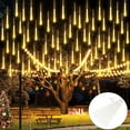 thumbnail image 1 of Deago Christmas Lights Outdoor, Meteor Shower Lights 20 inch 8 Tube 288 LED Snow Falling Icicle Cascading Lights for Xmas Tree Halloween Decoration Wedding Party, Warm White, 1 of 9