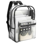Deago Clear Backpack Heavy Duty PVC Transparent Backpack with Reinforced Strap College Workplace Security - Black
