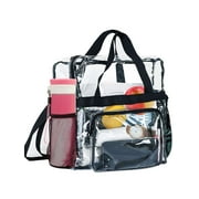 Deago Clear Bag Stadium Approved Transparent Waterproof Clear Tote Bag for Work, Sports Games, Concerts,Travel-Black