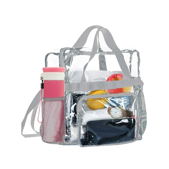 Deago Clear Bag Stadium Approved Transparent Waterproof Clear Tote Bag for Work, Sports Games, Concerts,Travel-Gray