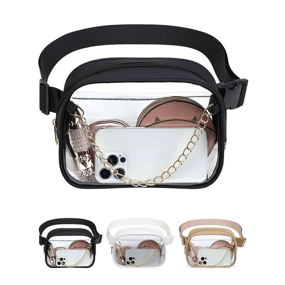 Deago Clear Belt Bag Stadium Approved Fanny Pack Crossbody Waist Bag for Women with Adjustable Strap for Sports Events, Concerts - Black
