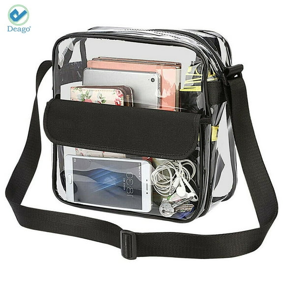 Deago Clear Crossbody Messenger Shoulder Bag with Zipper Closure Adjustable Strap Stadium Approved Clear Bags For Women and Men