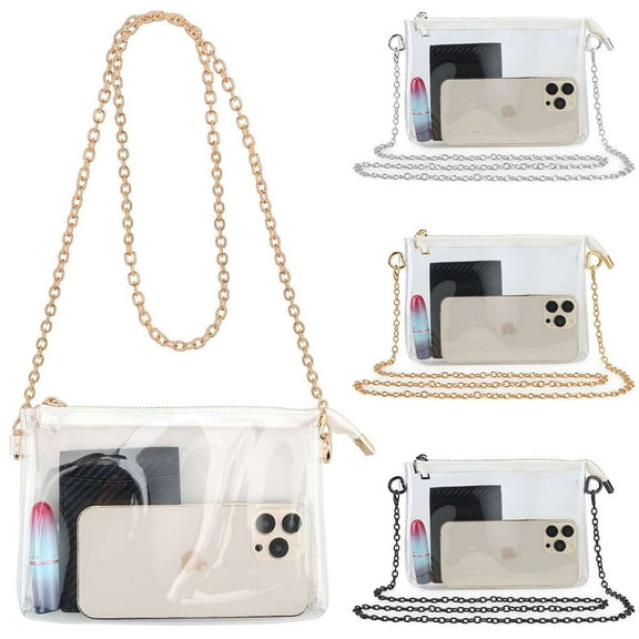 Deago Clear Purse for Women Stadium Approved Small Crossbody Bag with Zipper for Concerts Sports Events (Gold)