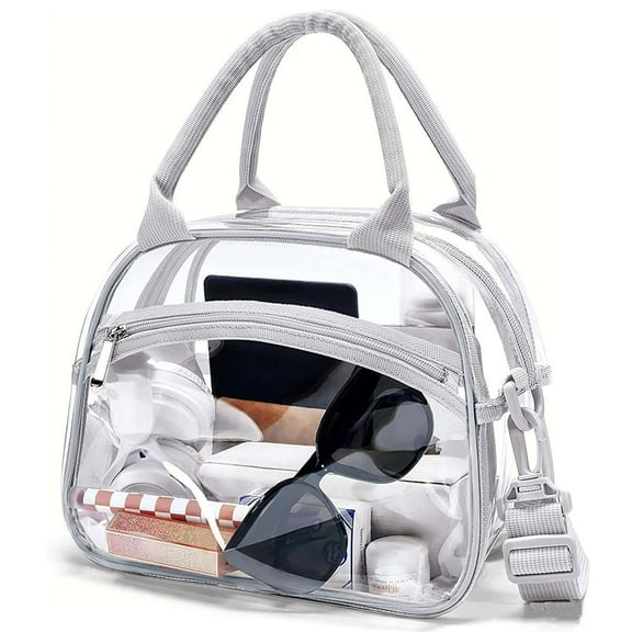 Deago Clear Tote Bag Stadium Approved Crossbody Shoulder Bag for Women for Travel Sports Events Festivals (Gray)