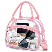 Deago Clear Tote Bag Stadium Approved Crossbody Shoulder Bag for Women for Travel Sports Events Festivals (Pink)