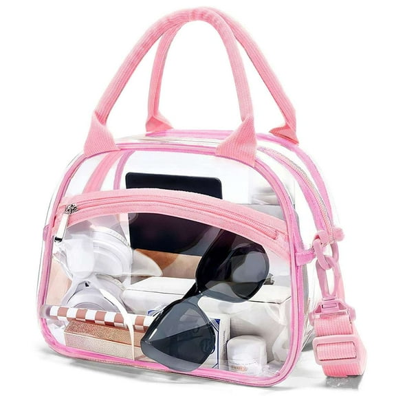 Deago Clear Tote Bag Stadium Approved Crossbody Shoulder Bag for Women for Travel Sports Events Festivals (Pink)