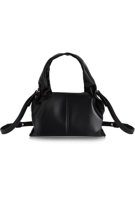 Cloud Pouch Dumpling Clutch Purse for Women Tote Shoulder Retro Crossbody Bag with Removable Strap (Black)