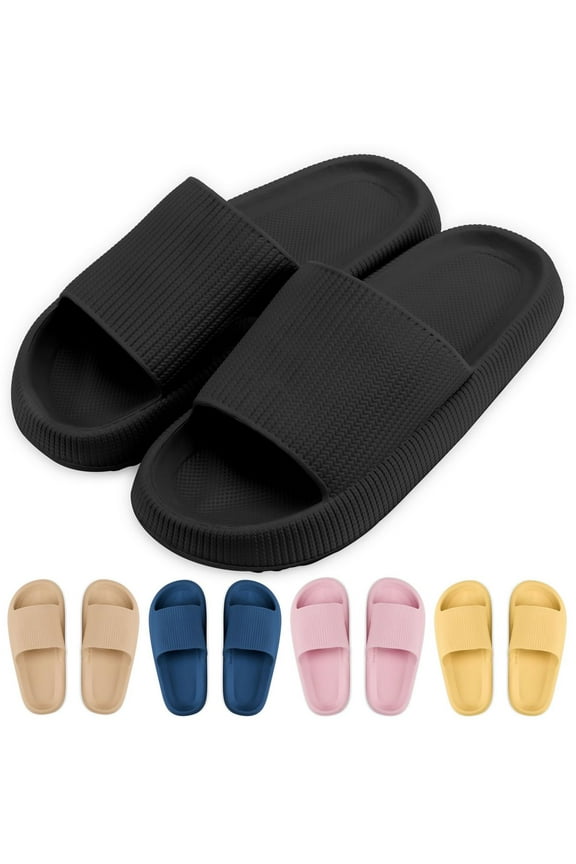 Clouds Pillow Slippers for Women and Men Non Slip Quick Drying Shower Slides Bathroom Sandals Ultra Cushion Thick Sole