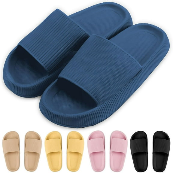 Deago Clouds Pillow Slippers for Women and Men Non Slip Quick Drying Shower Slides Bathroom Sandals Ultra Cushion Thick Sole