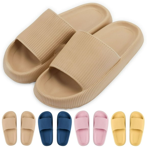 Deago Clouds Pillow Slippers for Women and Men Non Slip Quick Drying Shower Slides Bathroom Sandals Ultra Cushion Thick Sole