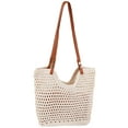 thumbnail image 1 of Deago Crochet Beach Bags for Women Summer Beach Tote Bag Soft Woven Purses Shoulder Bag for Vacation (White#2), 1 of 9