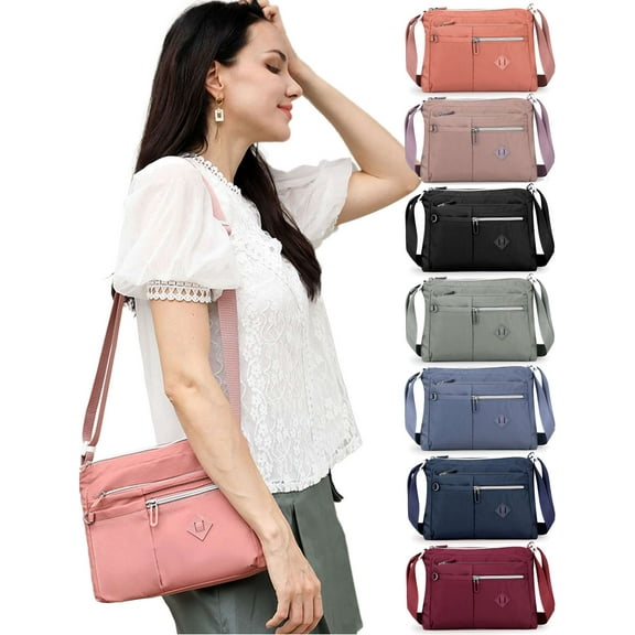 Deago Crossbody Bag for Women Nylon Waterproof Lightweight Casual Shoulder Handbag Purse Bookbag (Purple)