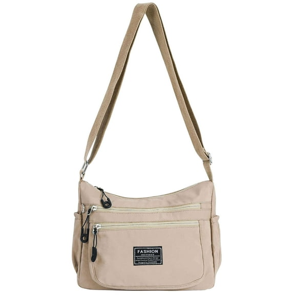 Deago Crossbody Bag for Women Nylon Waterproof Shoulder Messenger Bag Lightweight Casual Handbag Purse (Khaki)