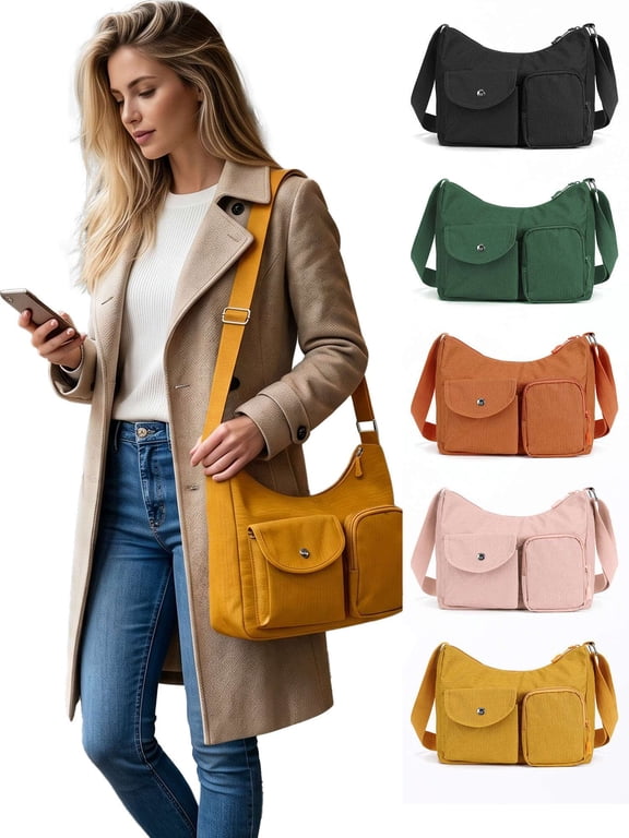 Crossbody Bag for Women Nylon Waterproof Shoulder Purse Messenger Bag Handbag Multi Pocket Lightweight Pocketbooks